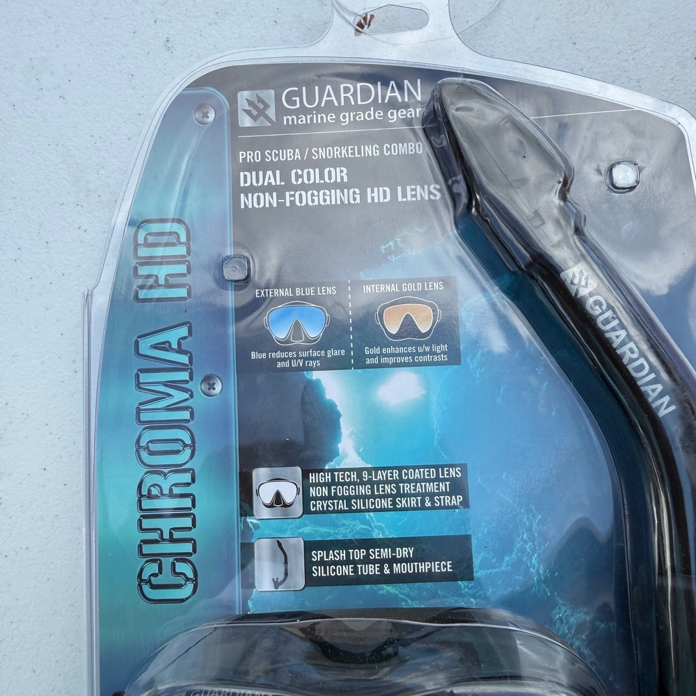 Guardian Chroma HD Pro Scuba Snorkeling Combo Mask Snorkel Set Black Blue Gold - Picture 7 of 9